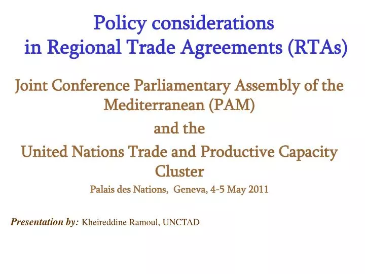 policy considerations in regional trade agreements rtas