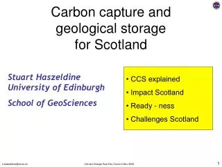 Carbon capture and geological storage for Scotland