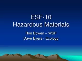 ESF-10 Hazardous Materials