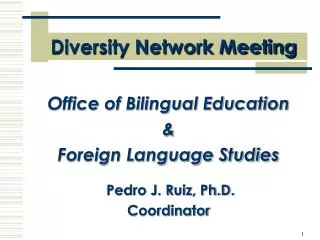 Office of Bilingual Education &amp; Foreign Language Studies Pedro J. Ruiz, Ph.D. Coordinator
