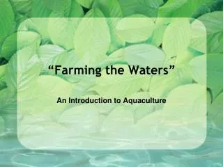 “Farming the Waters”