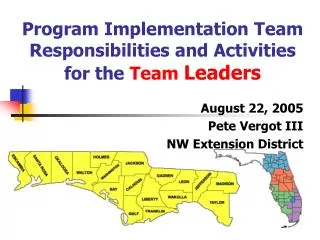 Program Implementation Team Responsibilities and Activities for the Team Leaders