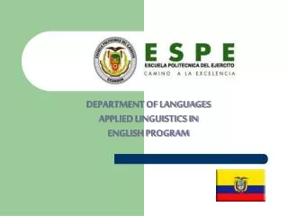 DEPARTMENT OF LANGUAGES APPLIED LINGUISTICS IN ENGLISH PROGRAM