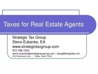 Taxes for Real Estate Agents