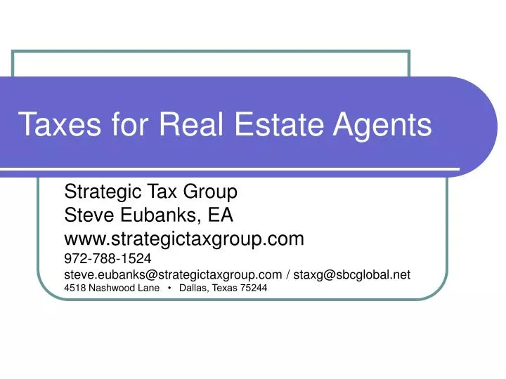 taxes for real estate agents