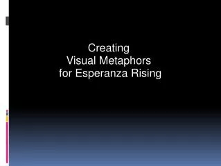 Creating  Visual Metaphors  for Esperanza Rising