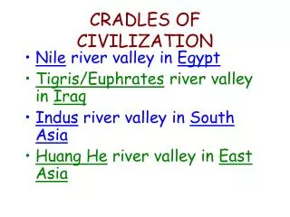 CRADLES OF CIVILIZATION