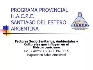 PROGRAMA PROVINCIAL H.A.C.R.E. SANTIAGO DEL ESTERO ARGENTINA