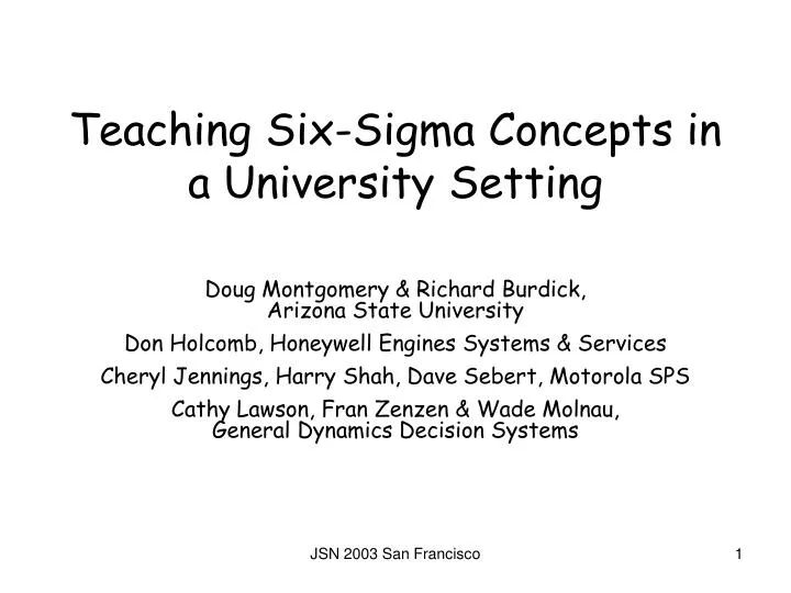 teaching six sigma concepts in a university setting