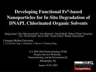 Developing Functional Fe 0 -based Nanoparticles for In Situ Degradation of DNAPL Chlorinated Organic Solvents