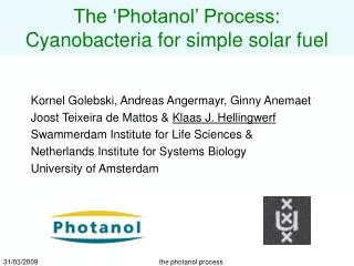 The ‘Photanol’ Process: Cyanobacteria for simple solar fuel