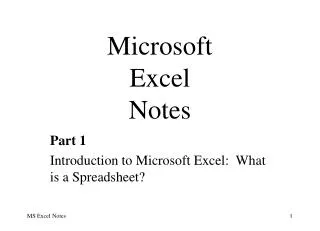 Microsoft Excel Notes