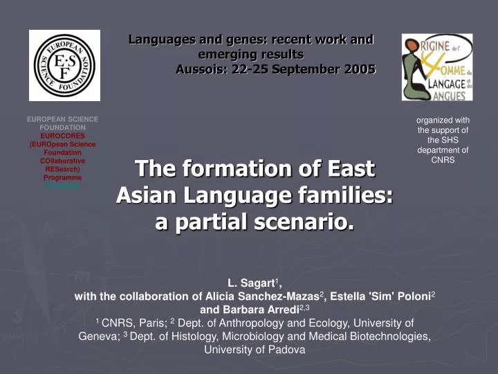 languages and genes recent work and emerging results aussois 22 25 september 2005