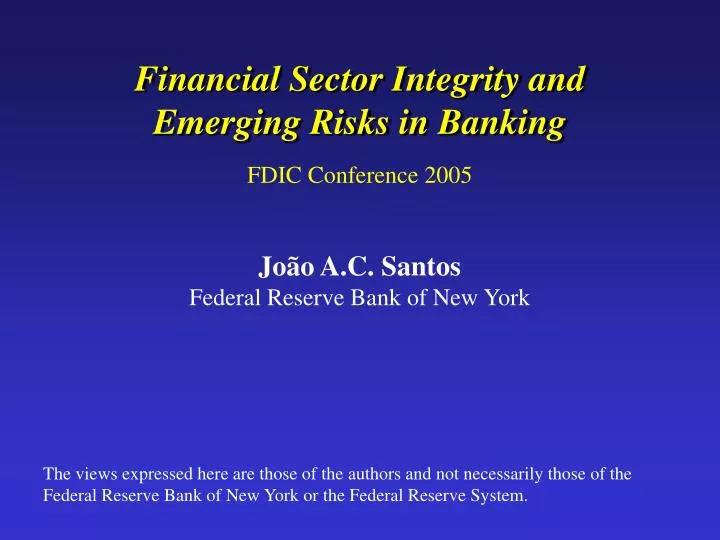 financial sector integrity and emerging risks in banking