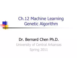 Ch.12 Machine Learning Genetic Algorithm