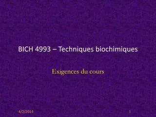 BICH 4993 – Techniques biochimiques