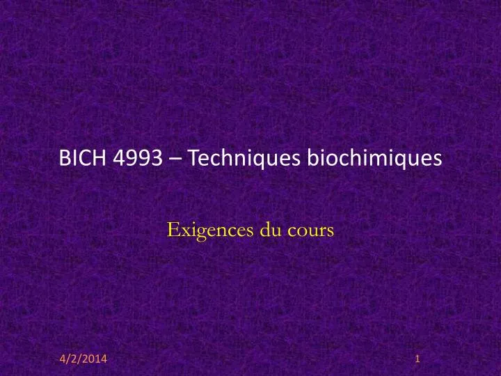 bich 4993 techniques biochimiques