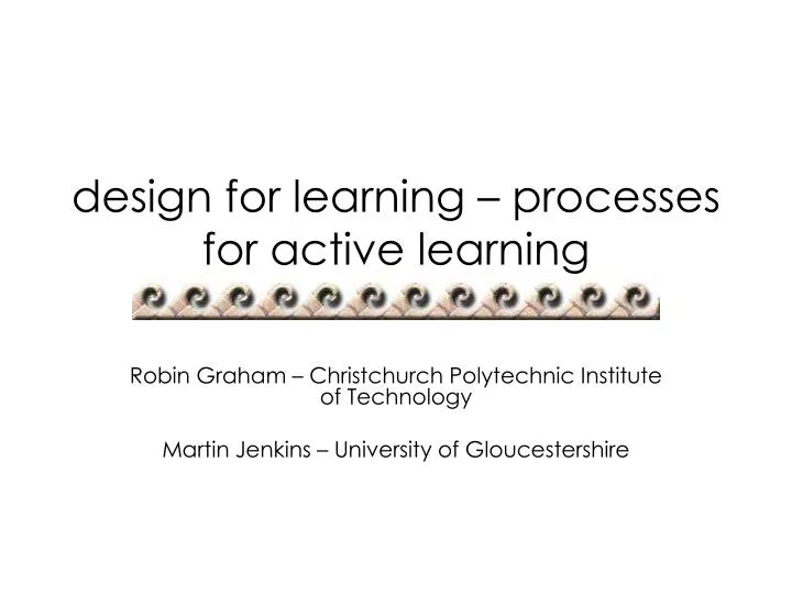 design for learning processes for active learning