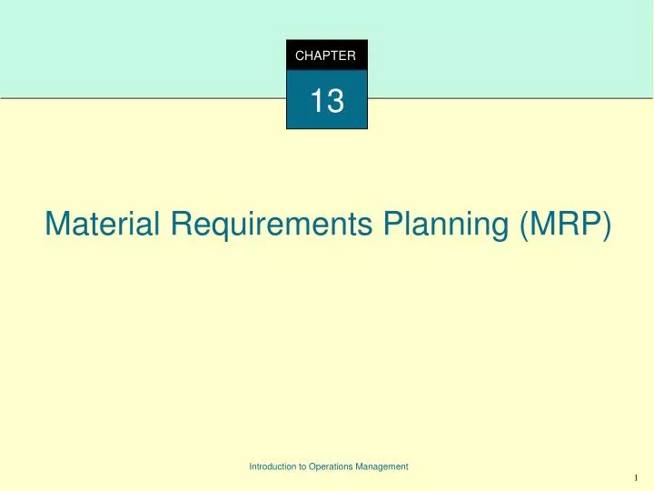 material requirements planning mrp