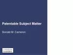 Patentable Subject Matter - slide 1