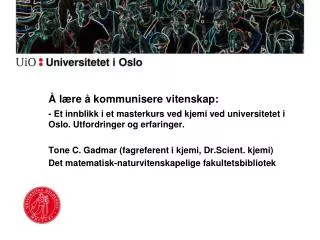 l re kommunisere vitenskap