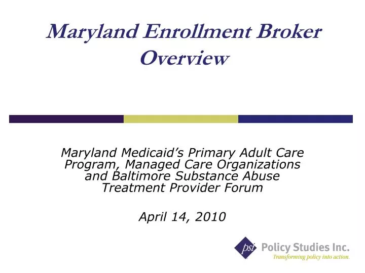 maryland enrollment broker overview