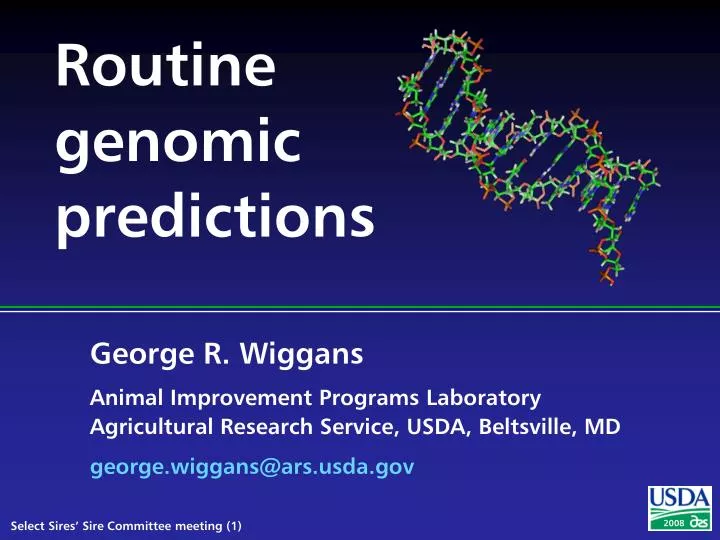 routine genomic predictions