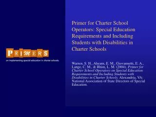 Primer for Charter School Operators: Special Education Requirements and Including Students with Disabilities in Charter