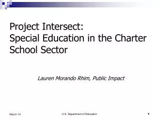 Project Intersect: Special Education in the Charter School Sector