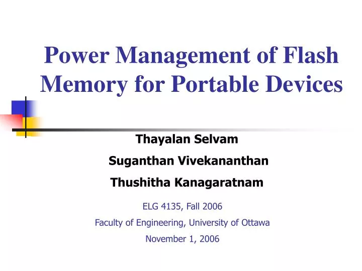 power management of flash memory for portable devices