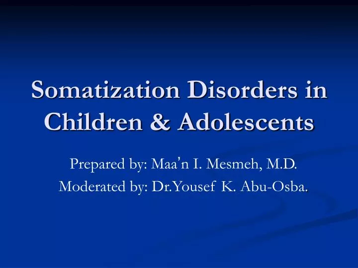 somatization disorders in children adolescents