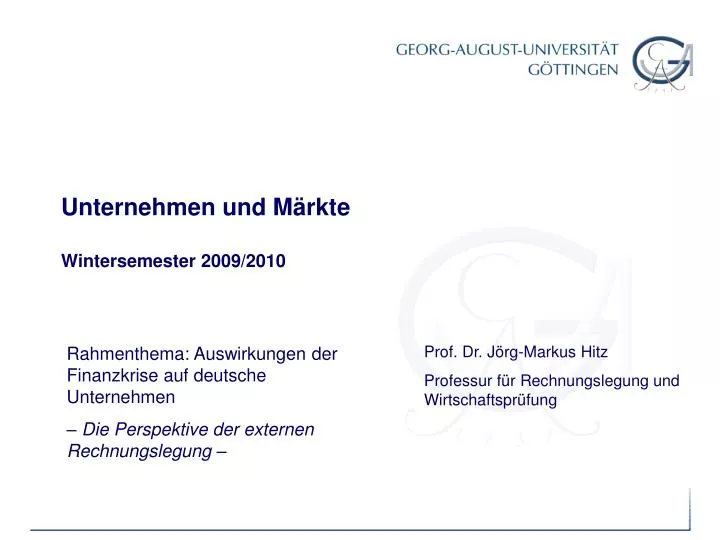 unternehmen und m rkte wintersemester 2009 2010