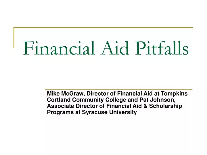 financial aid pitfalls