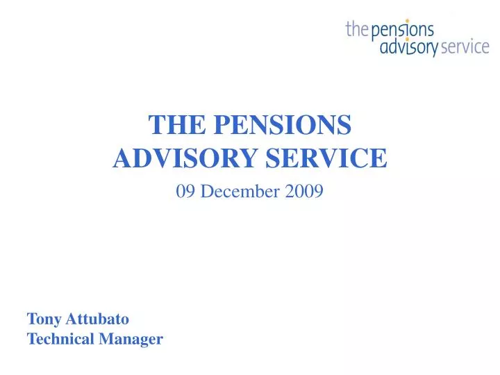 the pensions advisory service 09 december 2009