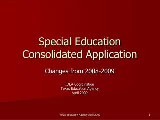 Special Education Consolidated Application