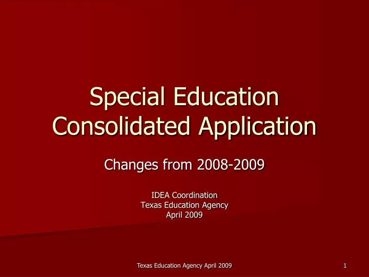 special education consolidated application