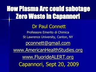 How Plasma Arc could sabotage Zero Waste in Capannori
