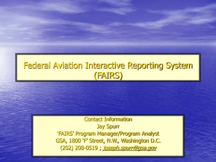 federal aviation interactive reporting system fairs