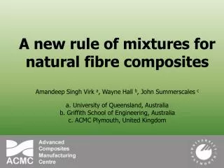 A new rule of mixtures for natural fibre composites