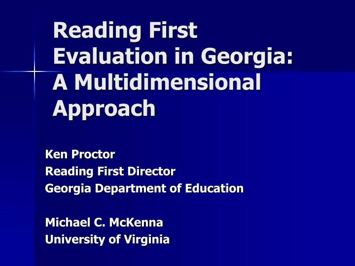 reading first evaluation in georgia a multidimensional approach