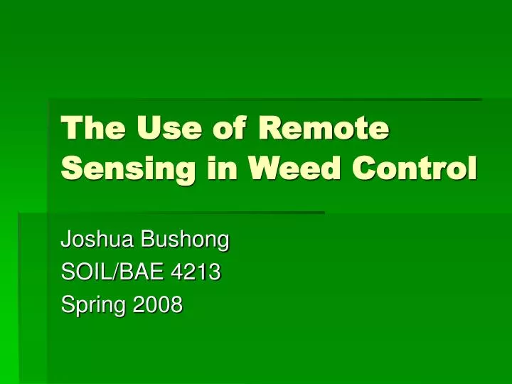 the use of remote sensing in weed control