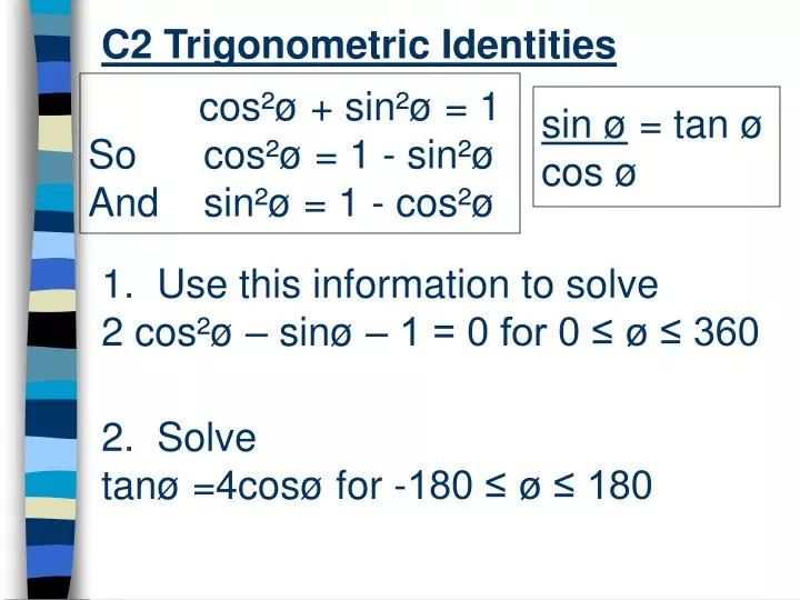 c2 trigonometric identities