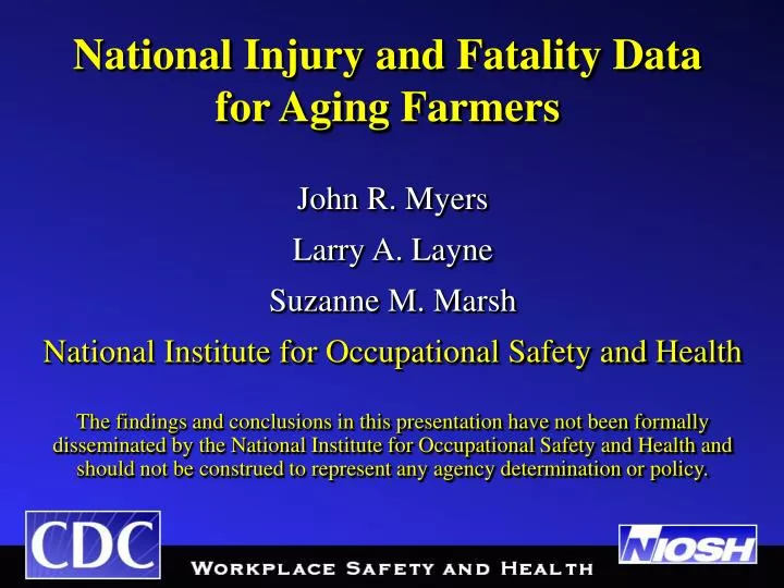 national injury and fatality data for aging farmers