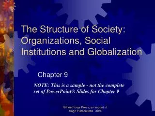 The Structure of Society: Organizations, Social Institutions and Globalization