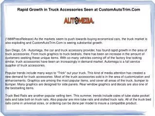 Rapid Growth in Truck Accessories Seen at CustomAutoTrim.Com