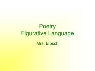 Poetry Figurative Language