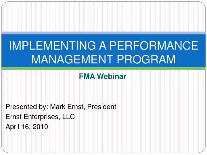 implementing a performance management program
