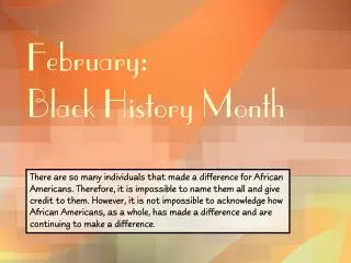 February: Black History Month