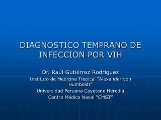 DIAGNOSTICO TEMPRANO DE INFECCION POR VIH