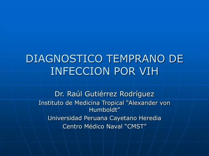 diagnostico temprano de infeccion por vih